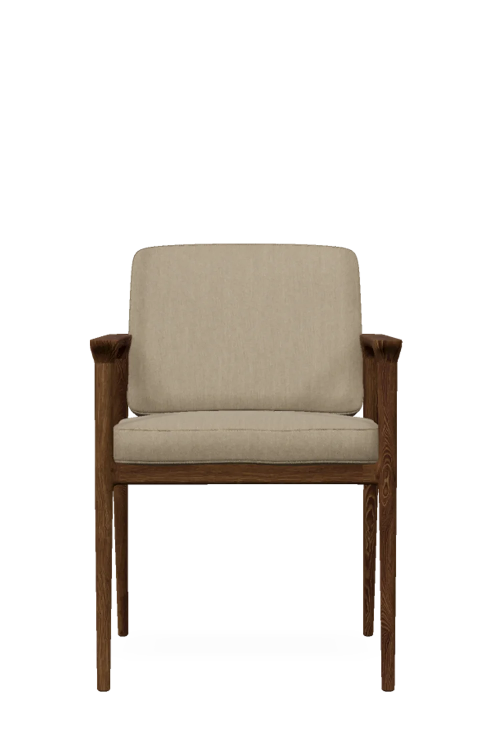 Zio Dining Chair Oray Gravel seat with Cinnamon wood legs front view